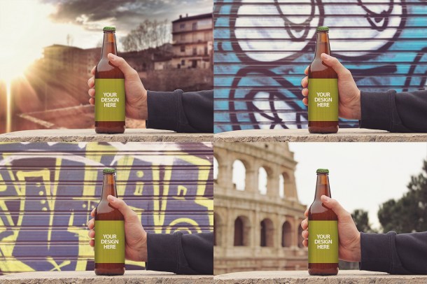 2 50cl Beer Bottle Mockup (1820)